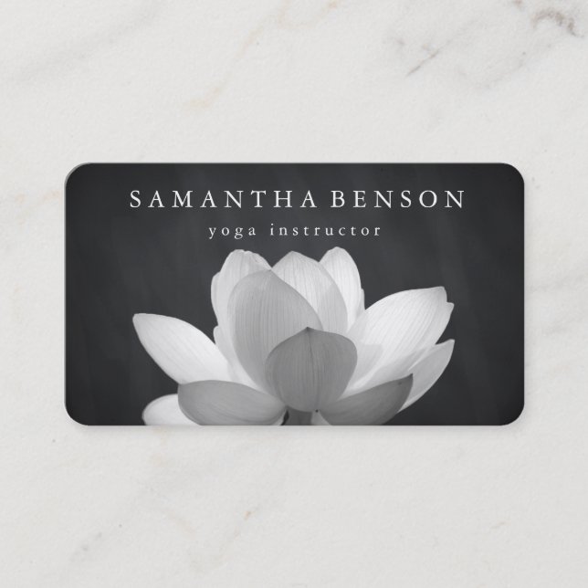 Carte De Visite Lotus Flower Logo Yoga en noir et blanc (Devant)