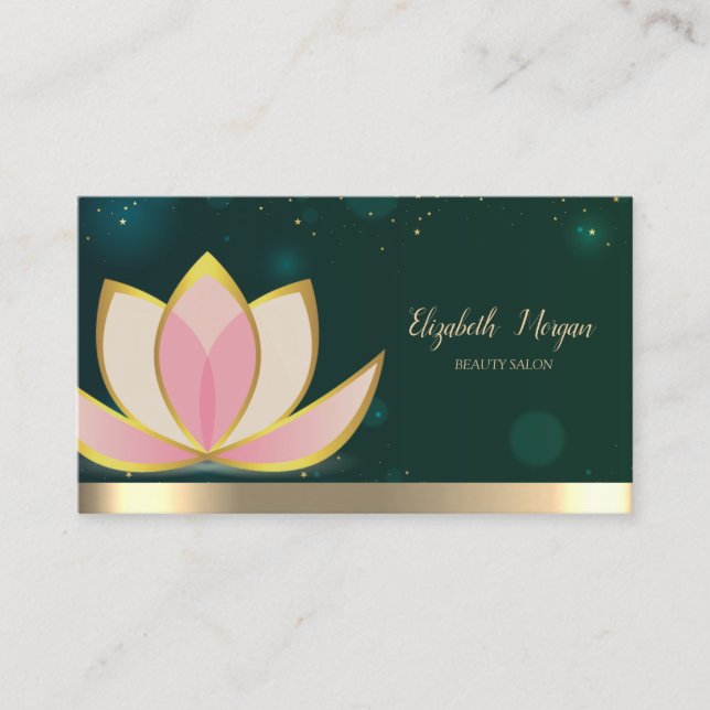 Carte De Visite Lotus Gold Stars Stripe Vert (Devant)