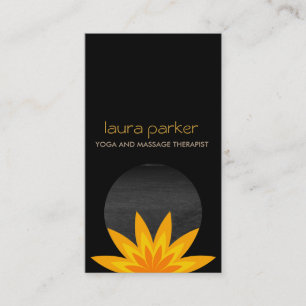 Carte De Visite Lotus jaune noir Logo Yoga Santé de guérison