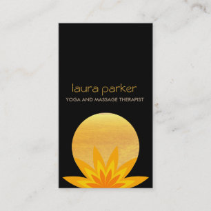 Carte De Visite Lotus jaune noir Logo Yoga Santé de guérison