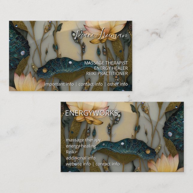 Carte De Visite Lotus Light Awakening | conception botanique (Devant / Derrière)