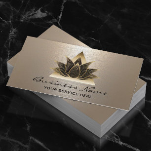 Carte De Visite Lotus Lotus Logo moderne Noir & Or Spa de salon de