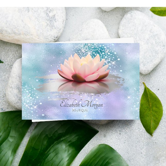 Carte De Visite Lotus moderne Brush Diamonds Holographique (Créateur téléchargé)