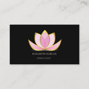 Carte De Visite Lotus Noir Élégant Moderne Doré