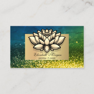 Carte De Visite Lotus Professional, Gold Frame Green Bokeh