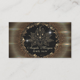 Carte De Visite Lotus professionnel Flower Gold Stripes Noir