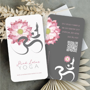 Carte De Visite Lotus rose Fleur Spirituel Yoga Enseignant Om Symb