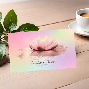 Carte De Visite Lotus Rose Moderne Doré Pinceau Holographique