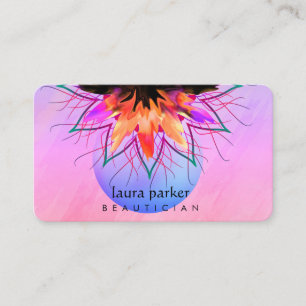 Carte De Visite Lotus rose Orange Logo Massage Yoga Professeur