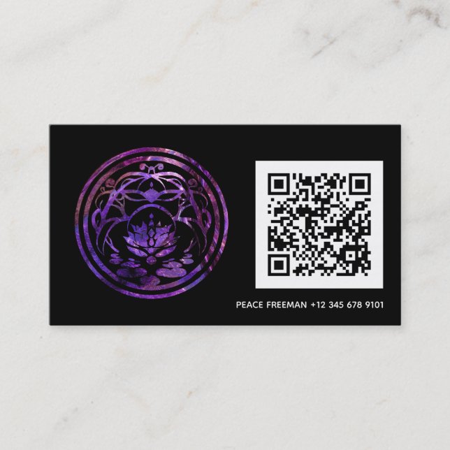 Carte De Visite Lotus Sérénité | Conception de Mandala Violet (Devant)