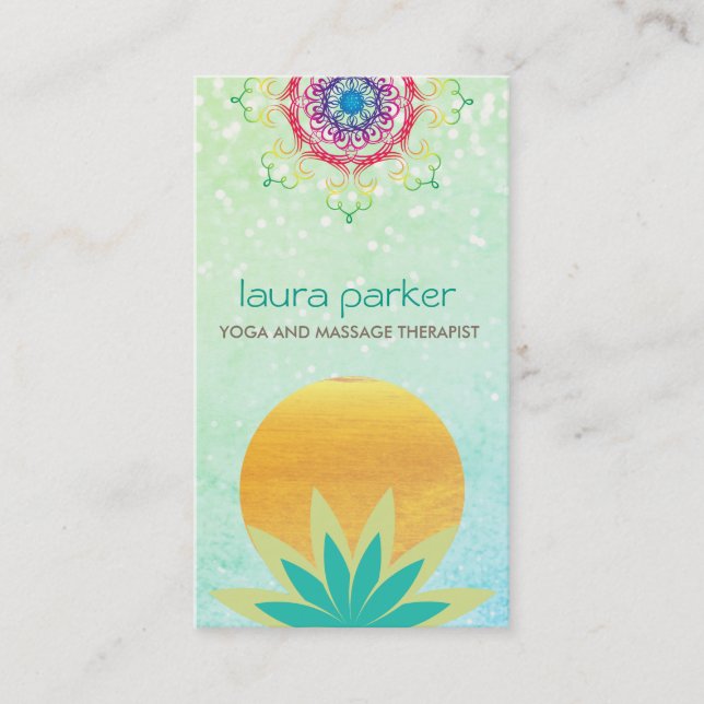 Carte De Visite Lotus vert logo Fleur Yoga Santé de guérison (Devant)