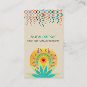 Carte De Visite Lotus vert logo Yoga Damask Santé de guérison