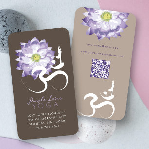 Carte De Visite Lotus Violet Royal Équilibre Yoga Debout Moderne O