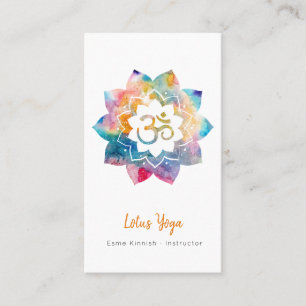 Carte De Visite Lotus Yoga Watercolor Splash Serene Studio Busine