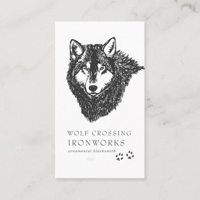 Carte de visite Loup Croquis Vintage (Devant)
