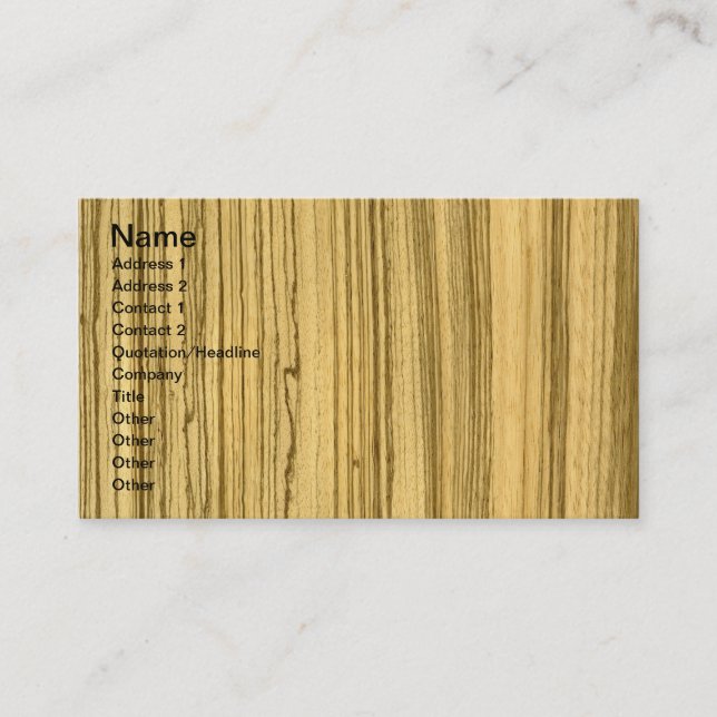 Carte De Visite Loup en placage wenge et zebrano (Devant)