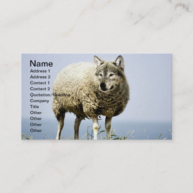 Carte De Visite Loup en vêtements de mouton (Devant)