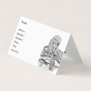 Carte De Visite Loup et corbeau - Design noir et blanc