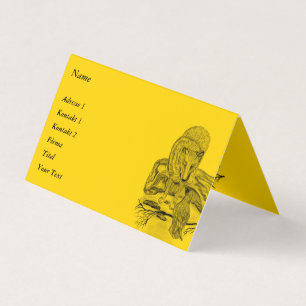 Carte De Visite Loup et corbeau - Design noir et jaune