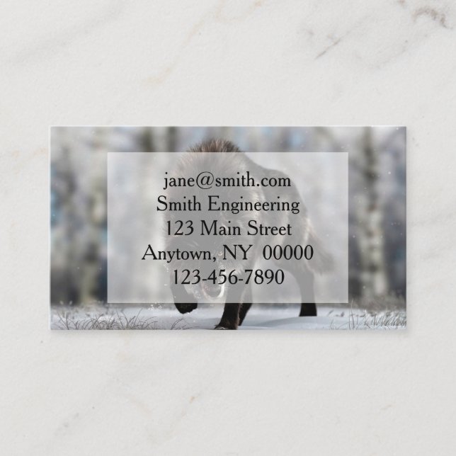 Carte De Visite Loup noir en colère (Devant)