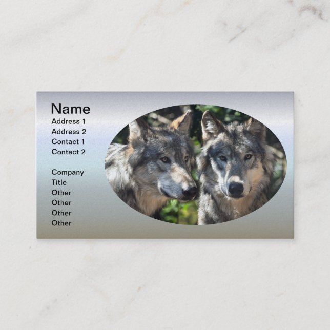 Carte De Visite Loups gris en pleine nature (Devant)