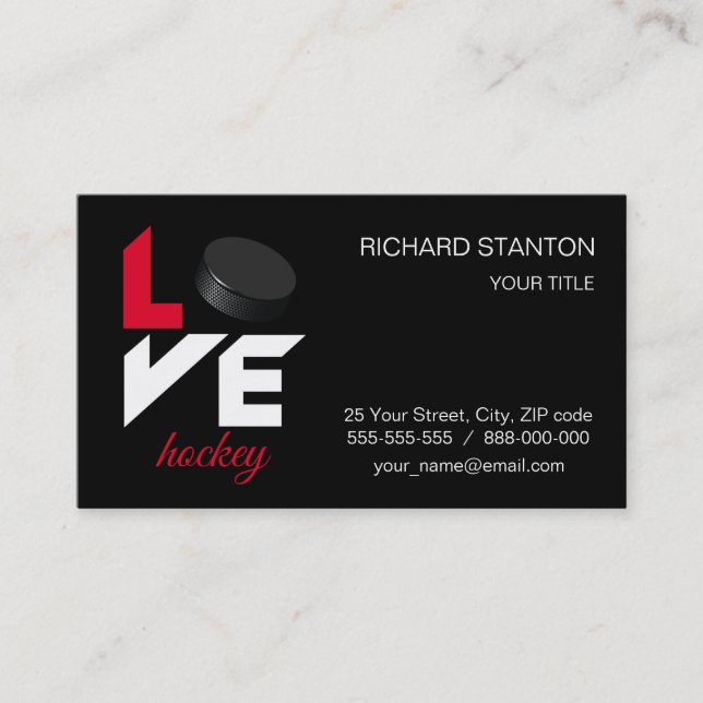 Carte De Visite Love hockey (Devant)