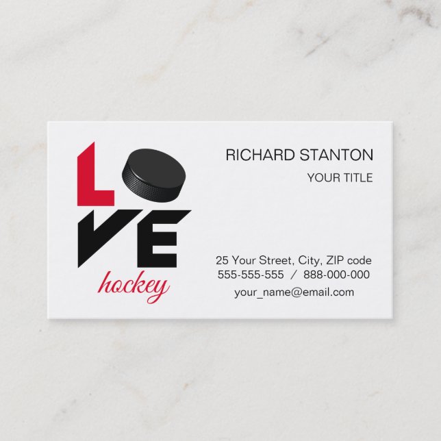 Carte De Visite Love hockey (Devant)