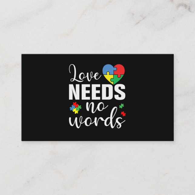 Carte De Visite Love Needs No Words Autism (Devant)