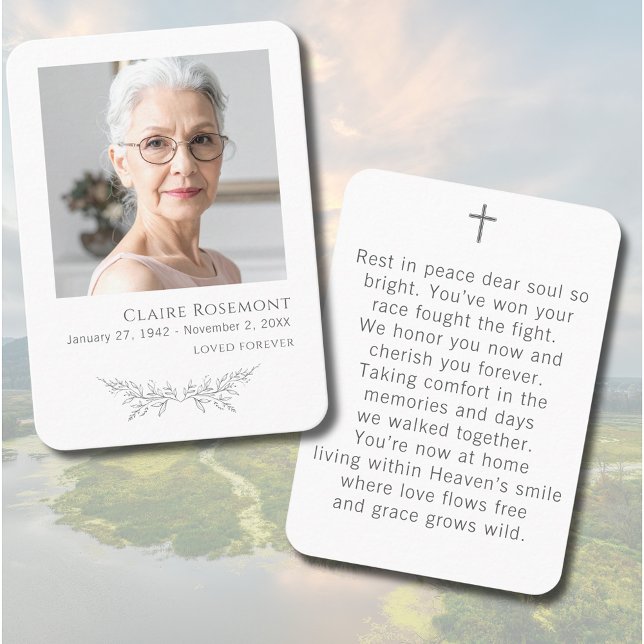 Carte De Visite Loved Forever Floral Photo Prayer Card (Loved Forever Floral Photo Prayer Card
)