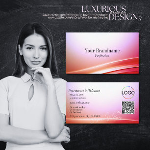 Carte De Visite Lovely rose Lilac Curved Decor Logo et QR Code