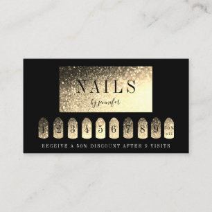 Carte De Visite Loyalität 9 Nails Artiste Or Élégant
