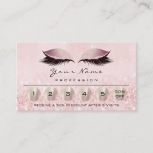 Carte De Visite Loyalité 6 Maquillage Eyebrow Eyes Lashes Rose Or