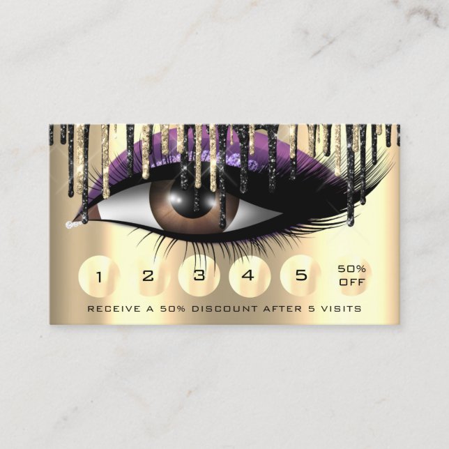 Carte De Visite Loyauté 6 Maquillage Eyelash Extension Purple (Devant)
