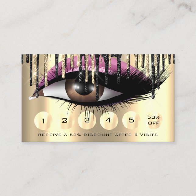 Carte De Visite Loyauté 6 maquillage Eyelash Gold Pink Drives (Devant)