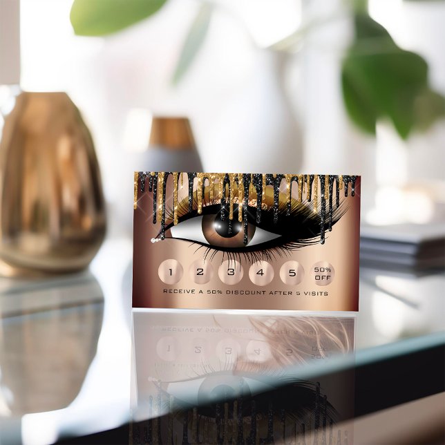 Carte De Visite Loyauté 6 maquillage Eyelash Gold Skinny Drives (Loyalty 6 Makeup Makeup Eyelash Gold Skinny Drips Business Card)