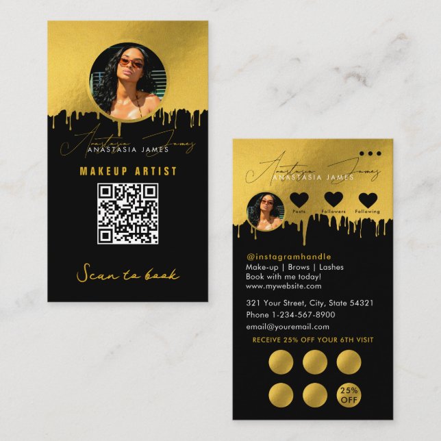 Carte De Visite Loyauté à rabais pour petites entreprises Code QR  (Devant / Derrière)