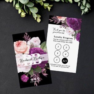 Carte De Visite Loyauté du service floral noir et blanc 5 timbres