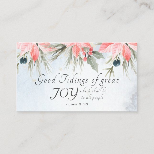 Carte De Visite Luc 2:10 Bonne nouvelle de grande joie, Noël (Devant)