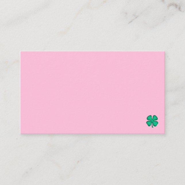 Carte de visite Lucky 4 Leaf Irish Clover rose cla (Devant)