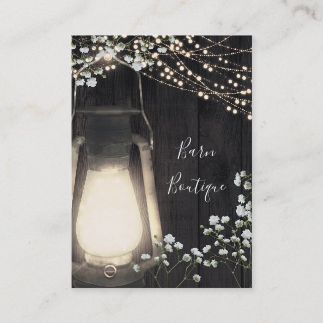 Carte De Visite Lumière de lanterne rustique et fleurs de bébé's b (Devant)