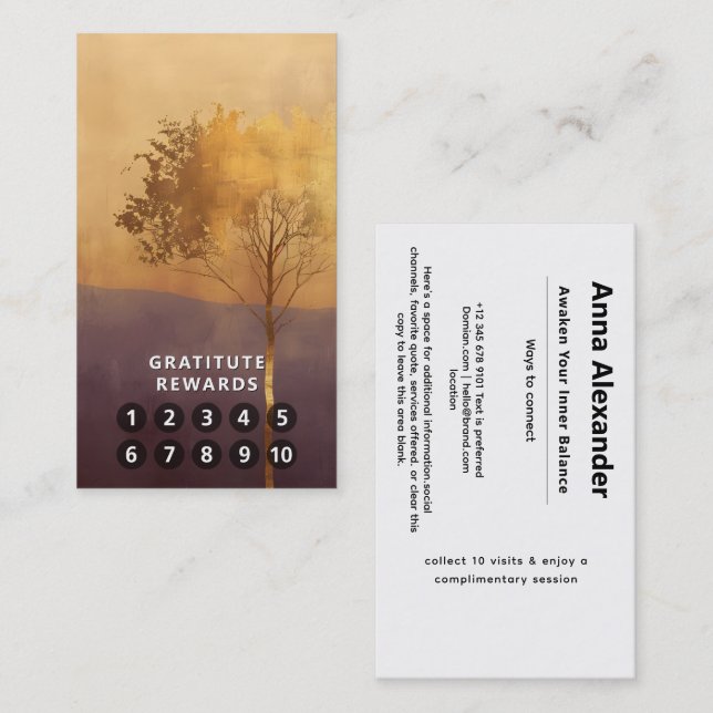 Carte De Visite Lumière Debout | Conception minimale d'arbre  (Devant / Derrière)