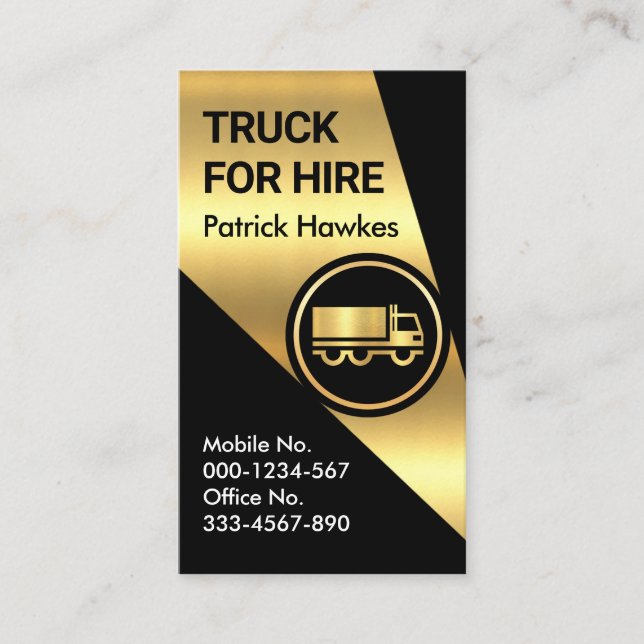 Carte De Visite Lumière Or Sur Le Camion Semi (Devant)