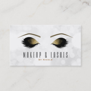 Carte De Visite Lumières Bokeh blanches Maquillage Cils Beauté Spa