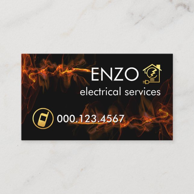 Carte De Visite Luminescent Red Lightning Wave Electrician (Devant)