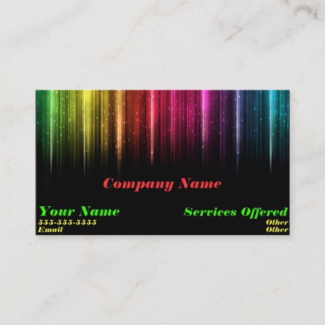 Carte de visite lumineuse arc-en-ciel cool (Devant)
