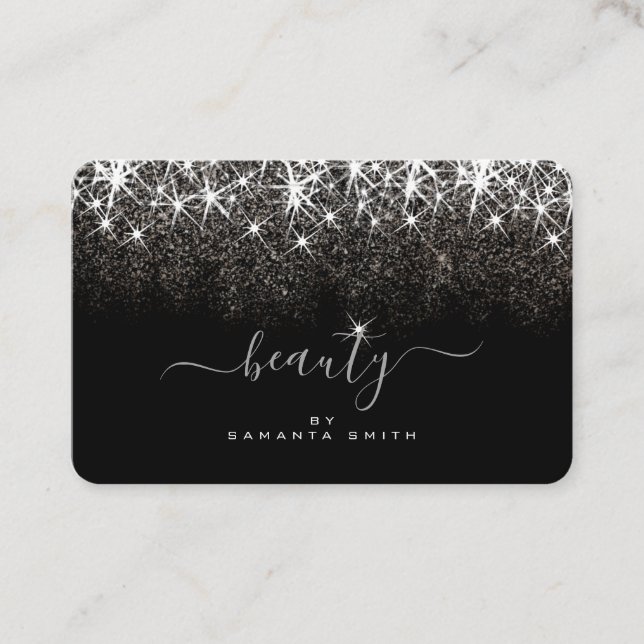Carte De Visite Lumineuse Platine argent Parties scintillant beaut (Devant)