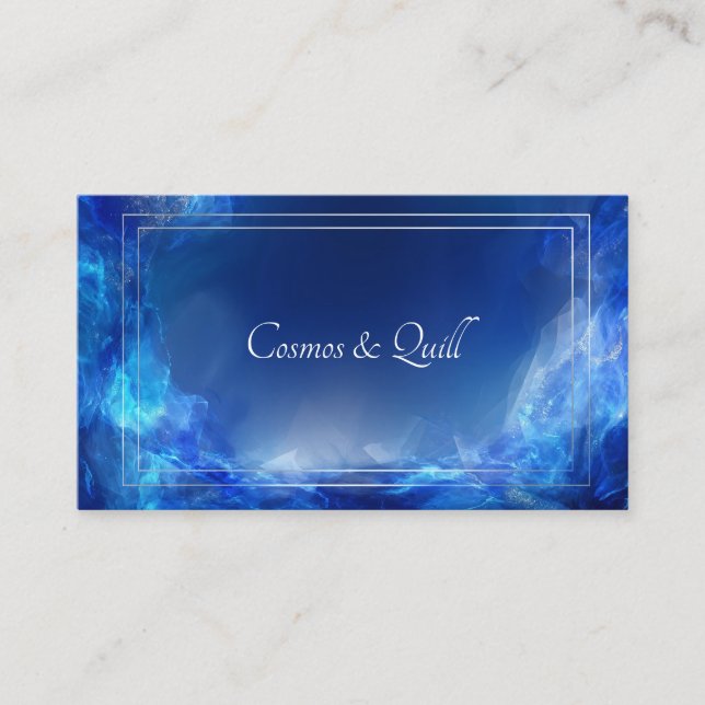 Carte De Visite Lumineux Ethereal Abstrait Bleu & Argent (Devant)