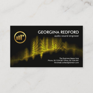 Carte De Visite Lumineux Yellow Sound Wave Code binaire Audio