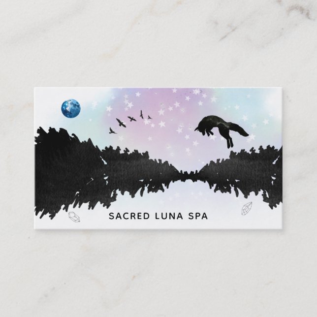 Carte De Visite *~* Lune Bleue Leaping Pine Arbre Cosmique Arc-en- (Devant)