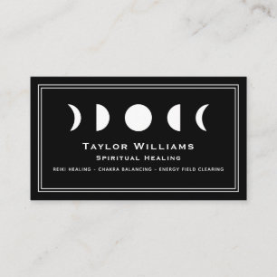 Carte De Visite Lune céleste blanche noire Phases guérisseur spiri